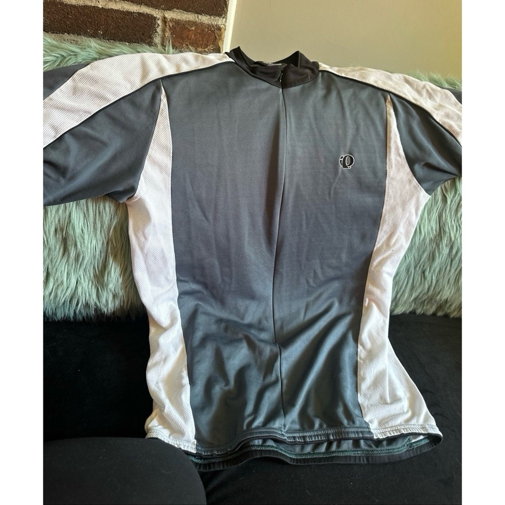 Pearl Izumi cycling Shirt Zip Front pockets on back Mens XL Grey/White